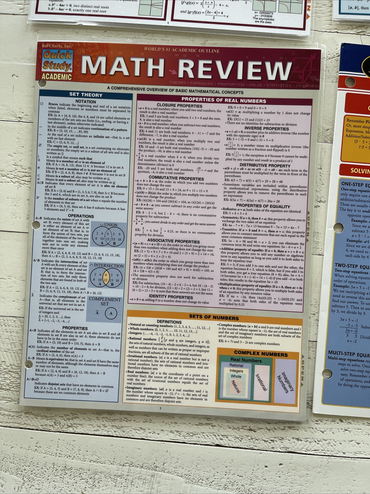 Lot 5 QuickStudy Laminated Reference Guide Caluculus & 2 Learning Tools Algebra