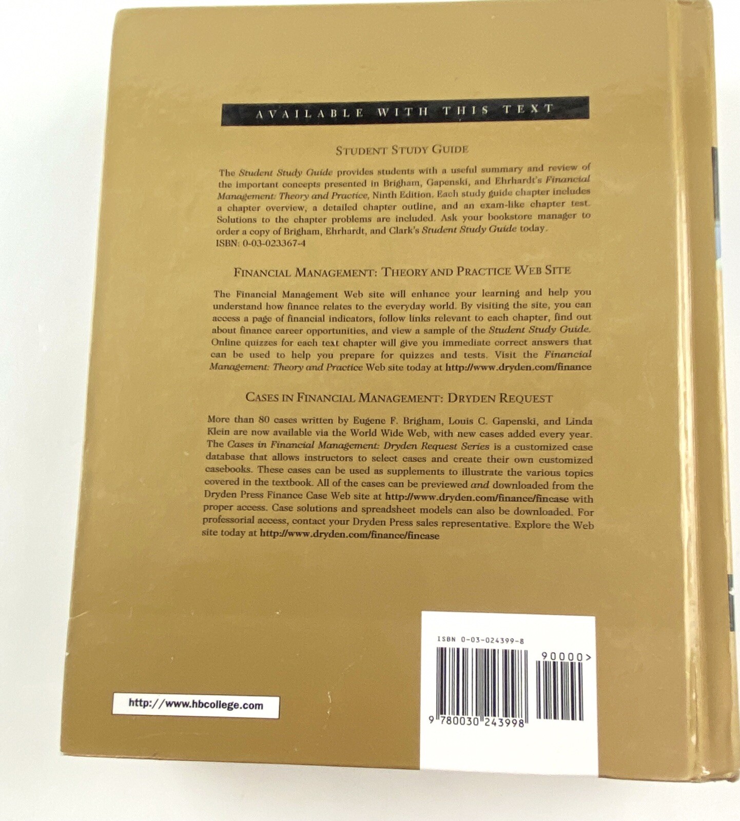 Financial Management Theory and Practice Textbook Hardcover Eugene F Brigham