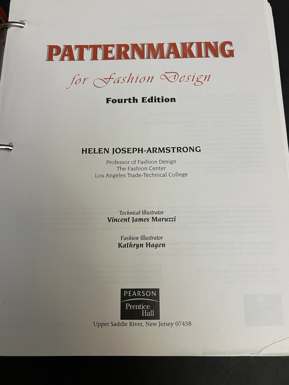 Patternmaking for Fashion Design by Helen Armstrong 4th Edition Ring-bound