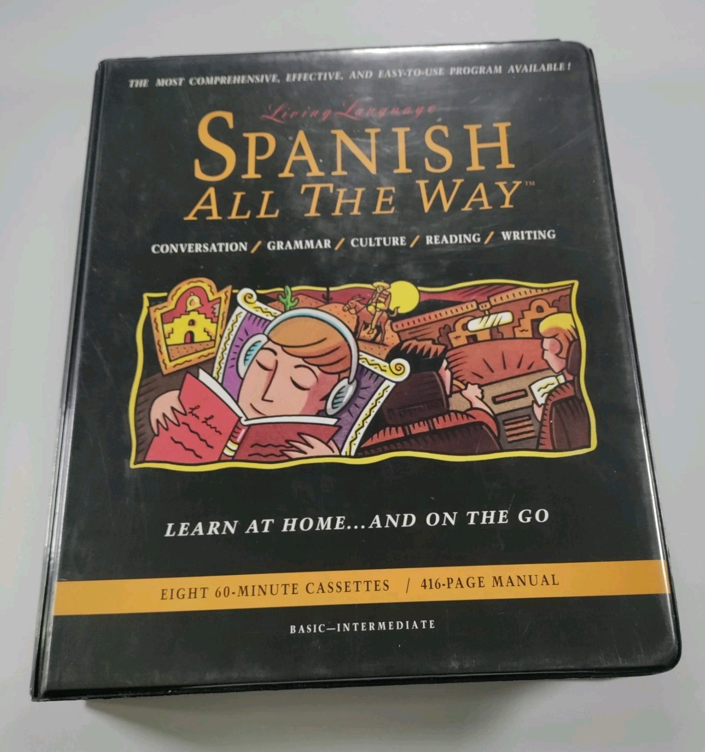 SPANISH ALL THE WAY Learn at Home On the Go 8 Cassette And Book Set