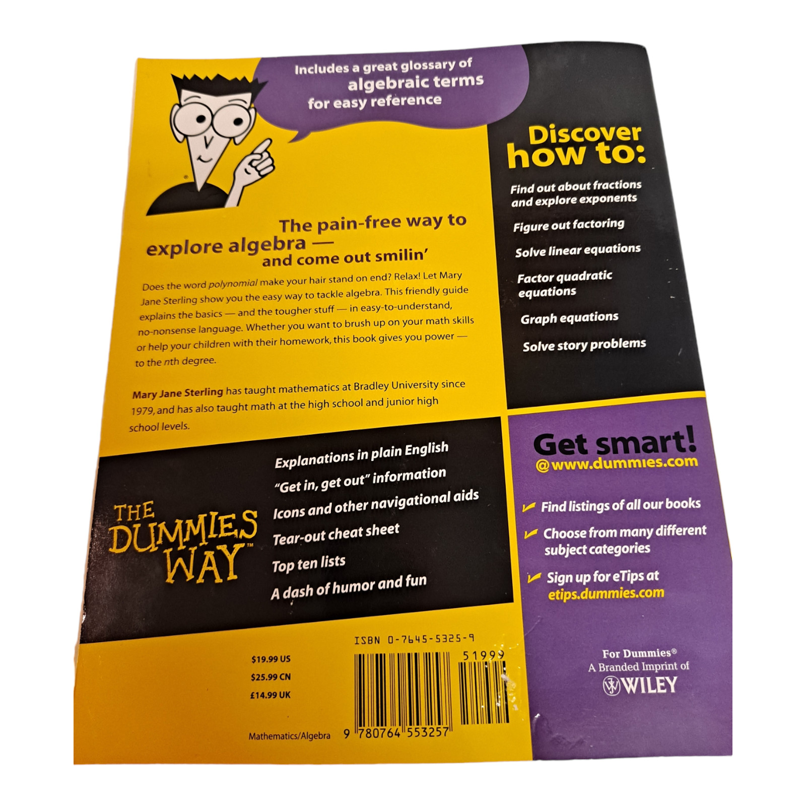 Algebra For Dummies Paperback By Mary Jane Sterling – VERY GOOD