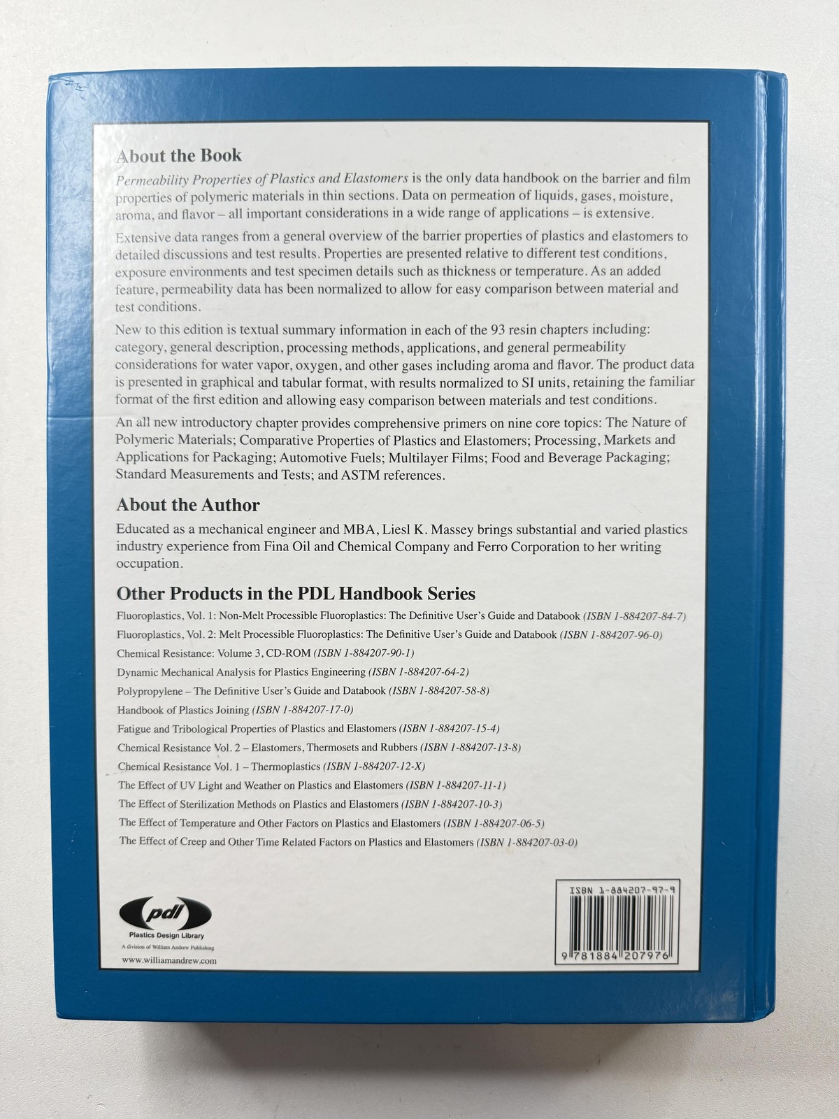 Vintage 2003 Permeability Properties of Plastics & Elastomers 2nd Ed Hardcover