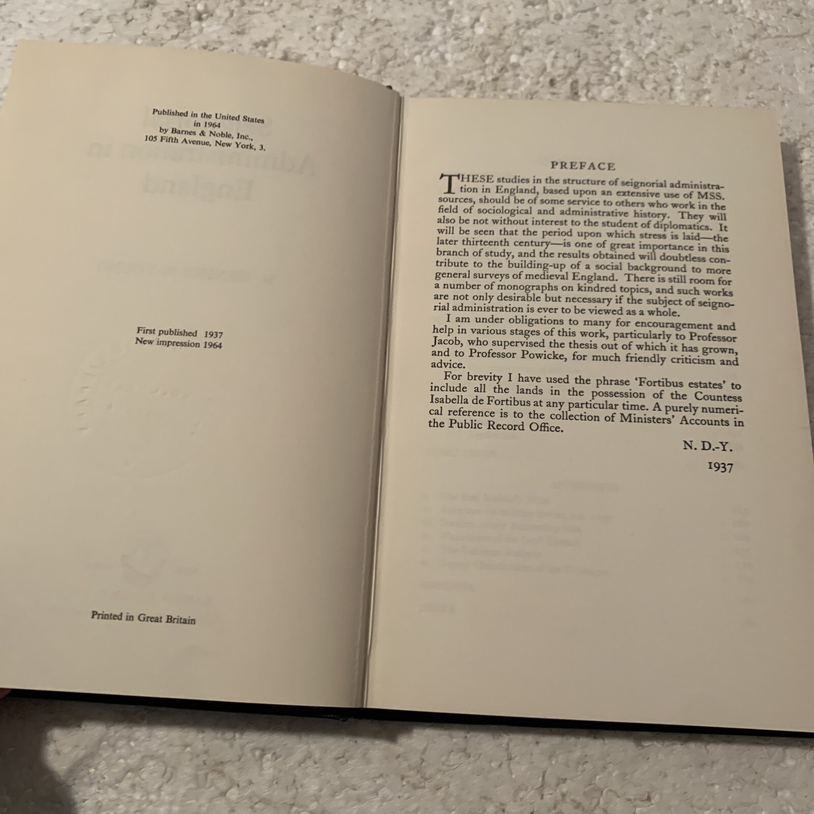 Seignorial Administration in England By Noel Denholm-Young Hardcover 1964 Import