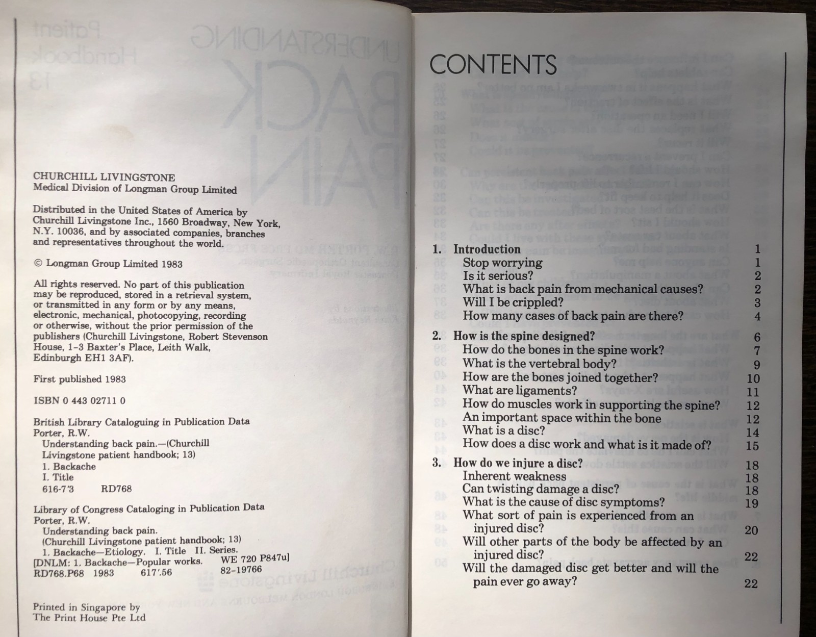 Understanding Back Pain by R.W. Porter MD-USA Patient Handbook 13-Paperback-1983