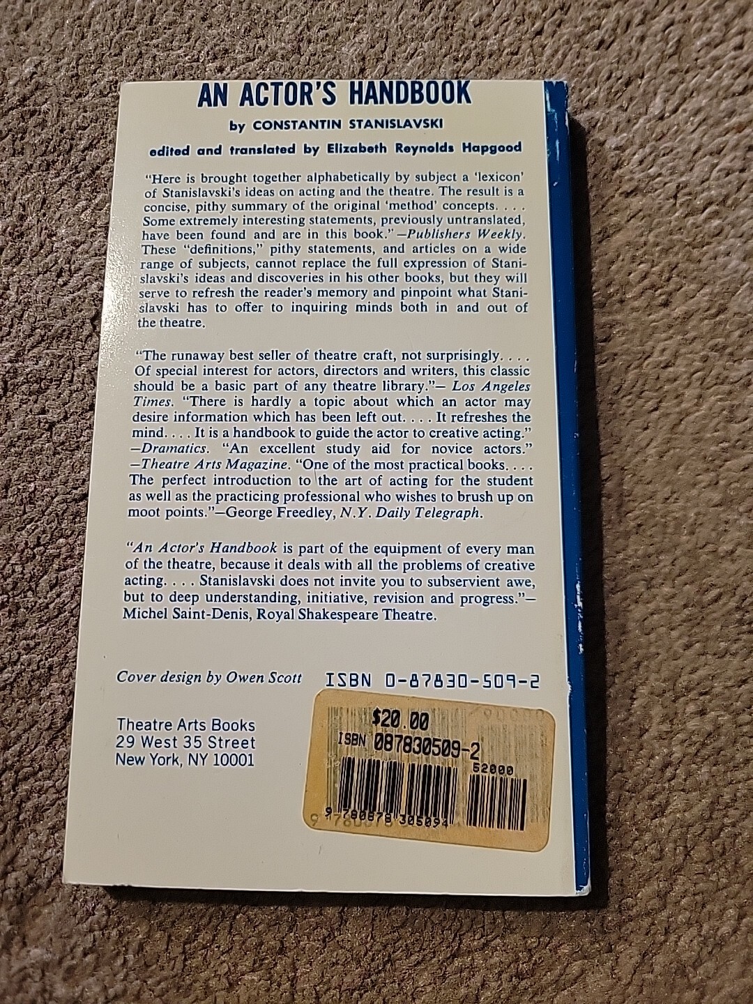 Actor’s Handbook by Constantin Stanislavski (1987, Uk-B Format Paperback)