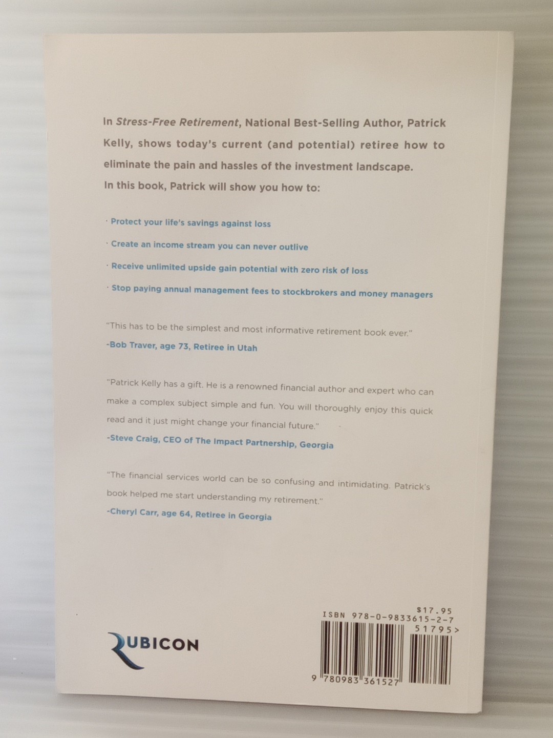 Stress-Free Retirement Paperback Patrick Kelly VG FREE SHIPPING