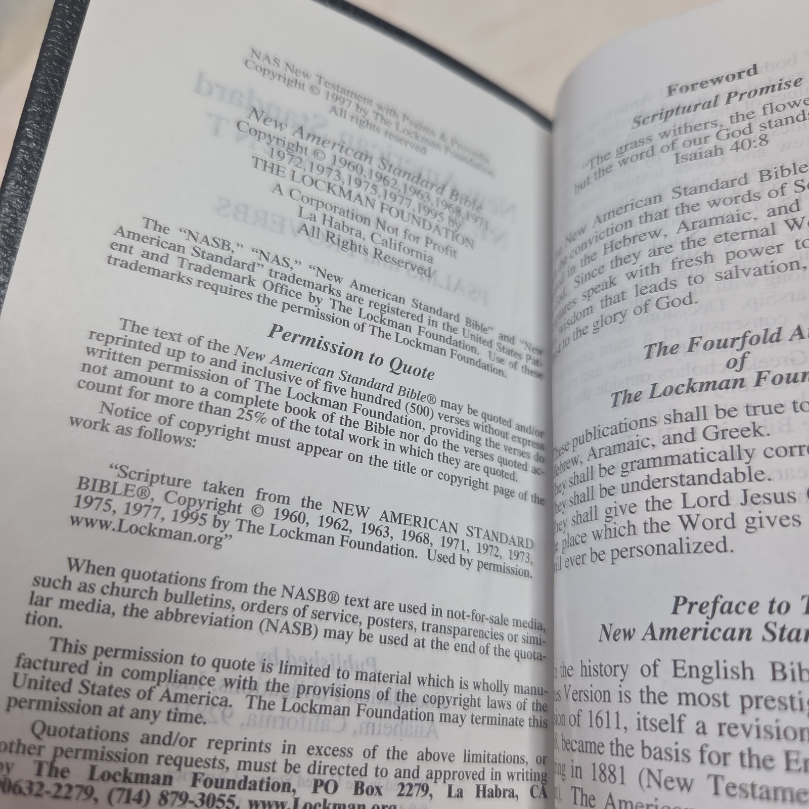New Testament with Psalms and Proverbs NASB by Foundation Publication 1997 Mini