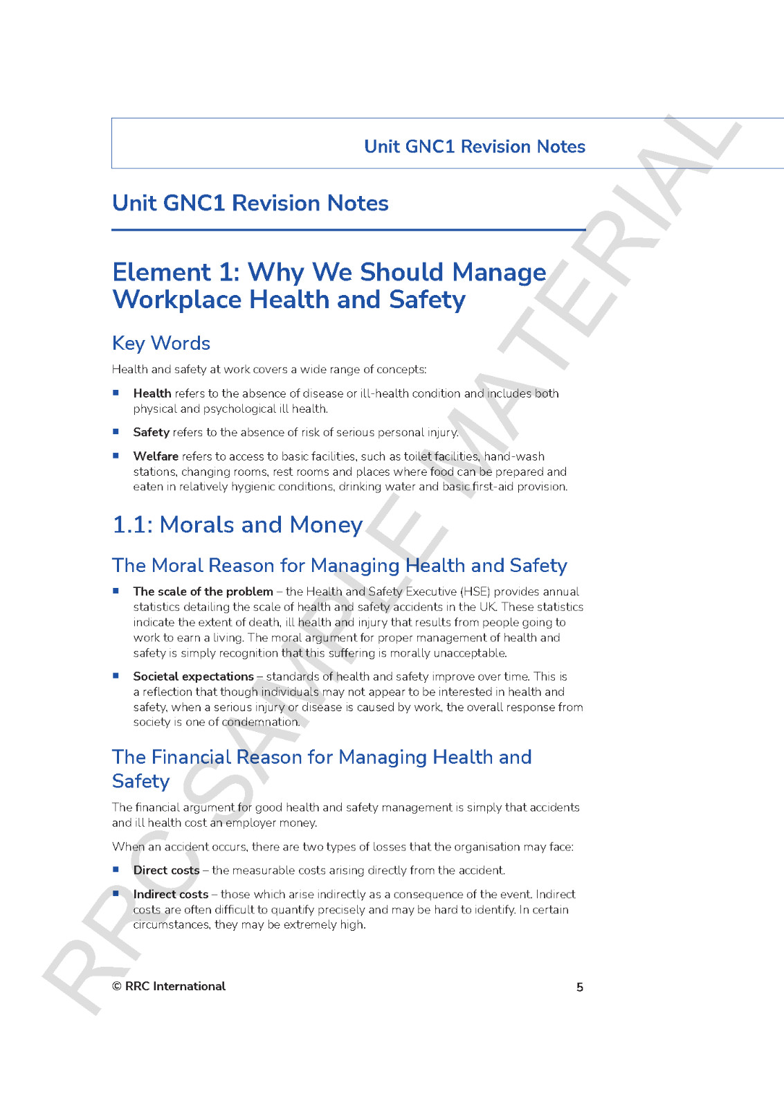 RRC Revision Guide: NEBOSH General Certificate in H&S GNC1 & GNC2