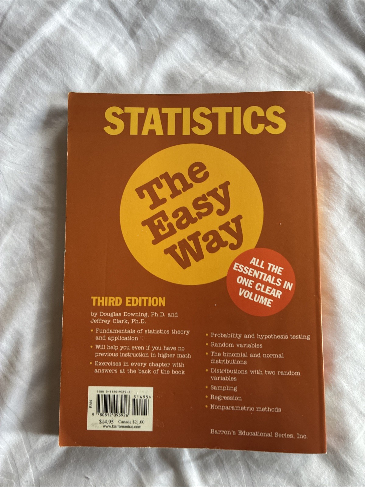 Statistics The Easy Way (Barron’s E-Z) – Paperback 1997