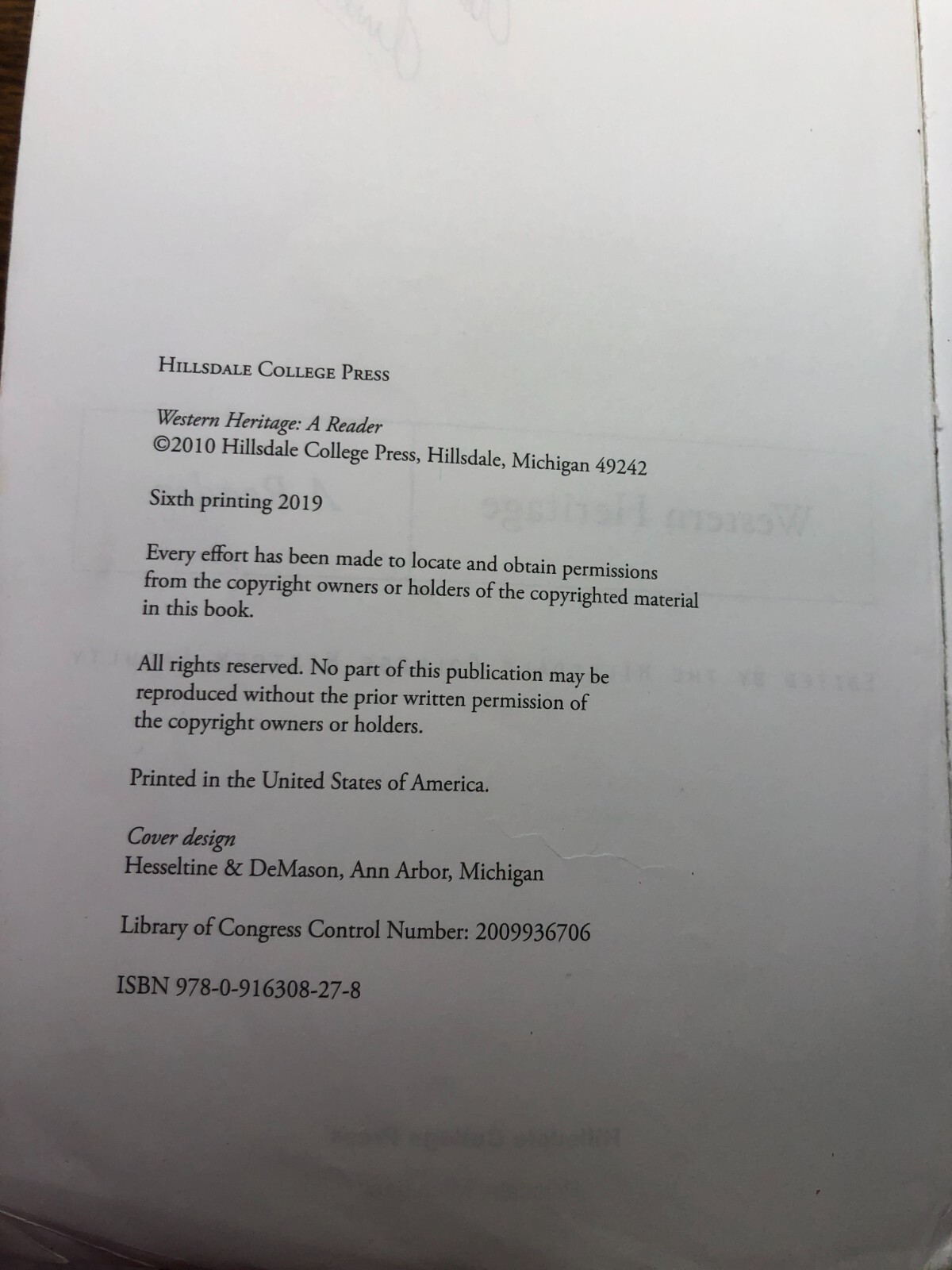 Western Heritage : A Reader by The Hillsdale College History Faculty (2019)