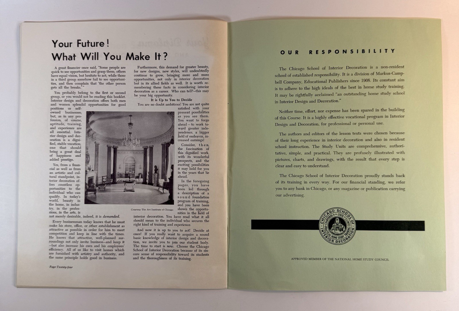 Vintage Interior Design Course Booklet 1958 CSID Chicago + Ephemera