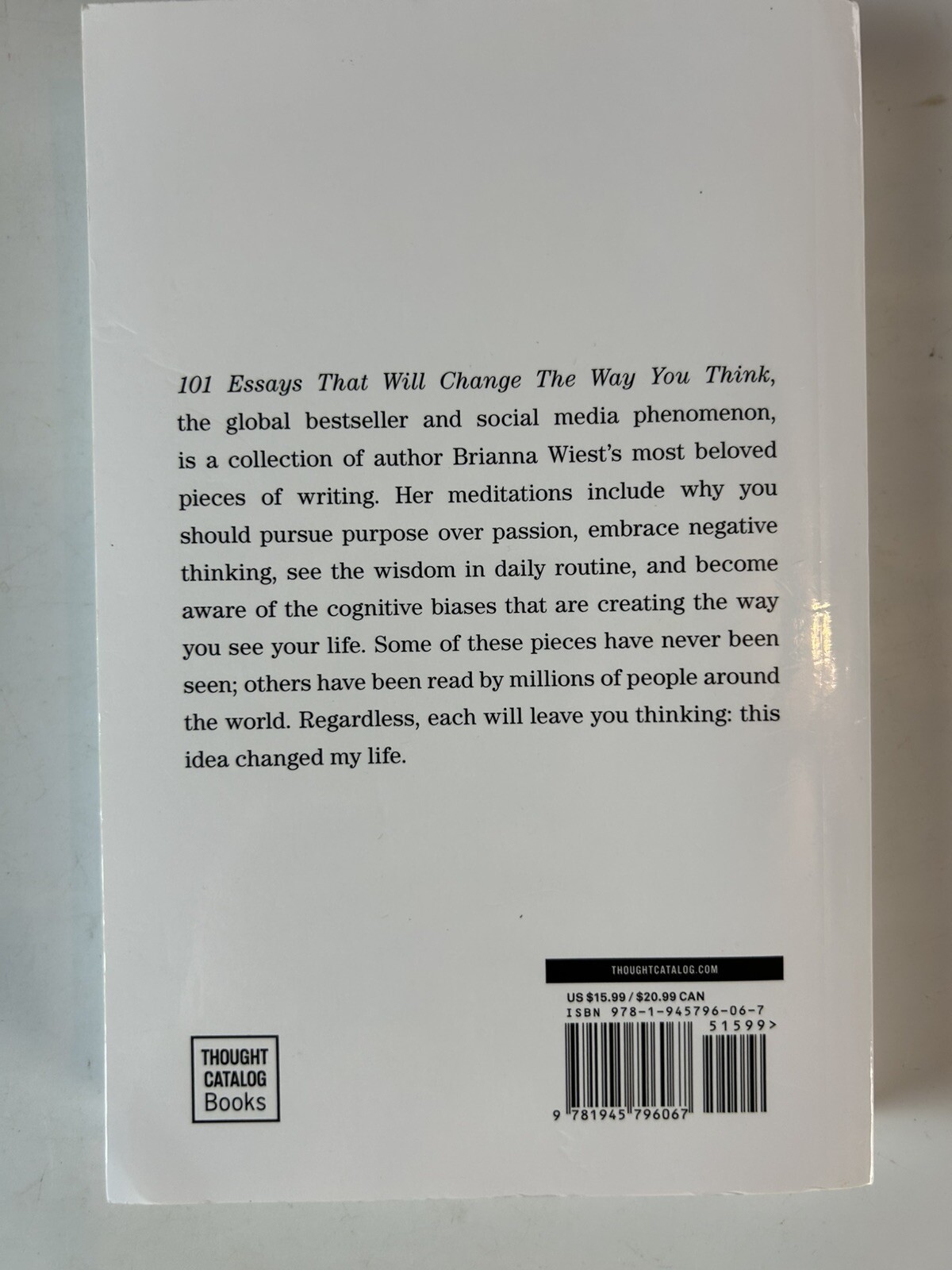 101 Essays That Will Change The Way You Think by Brianna Wiest Paperback Book