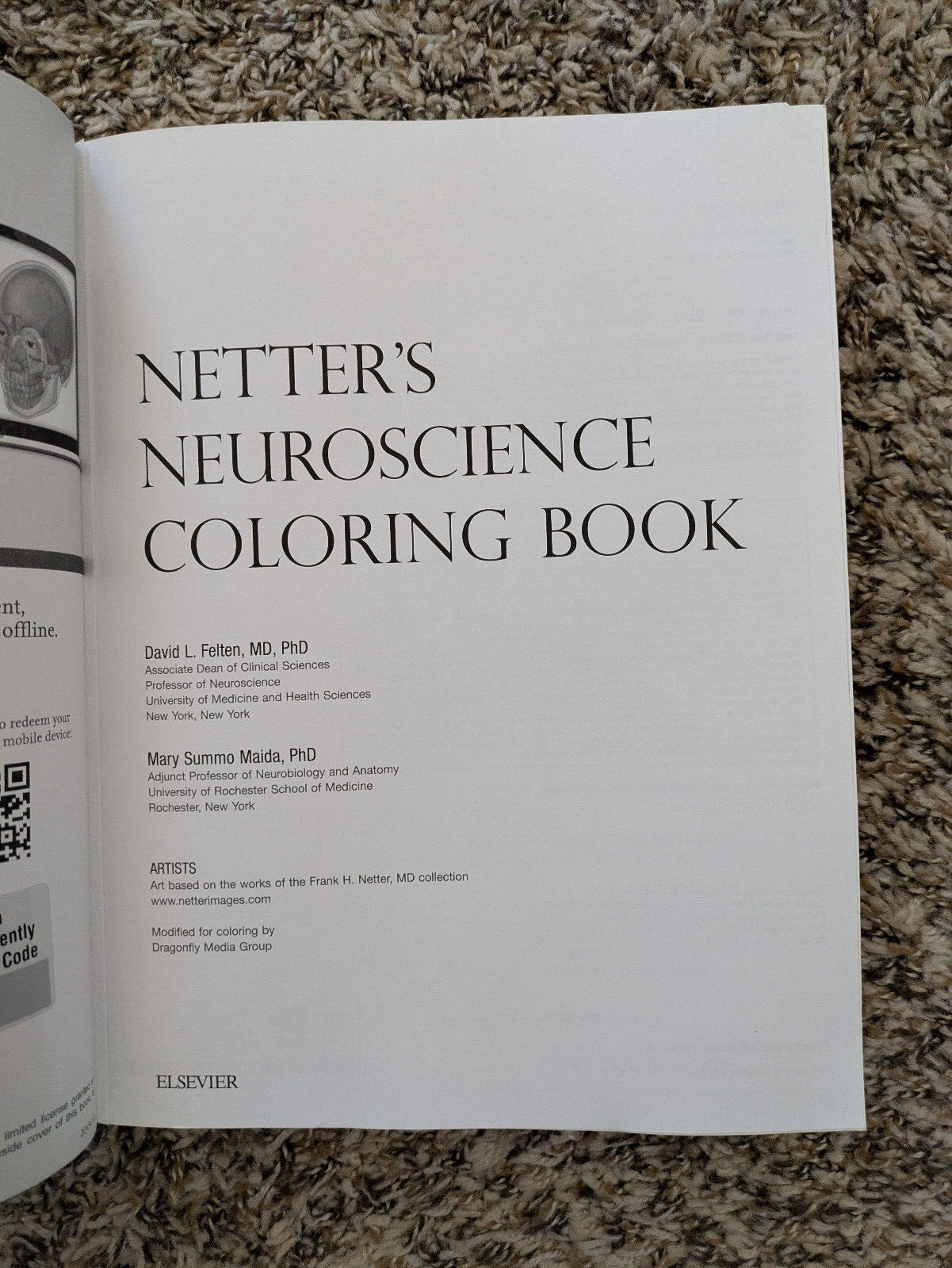 Netter’s Neuroscience Coloring Book | Felton & Maida | 2018 Paperback | LIKE NEW