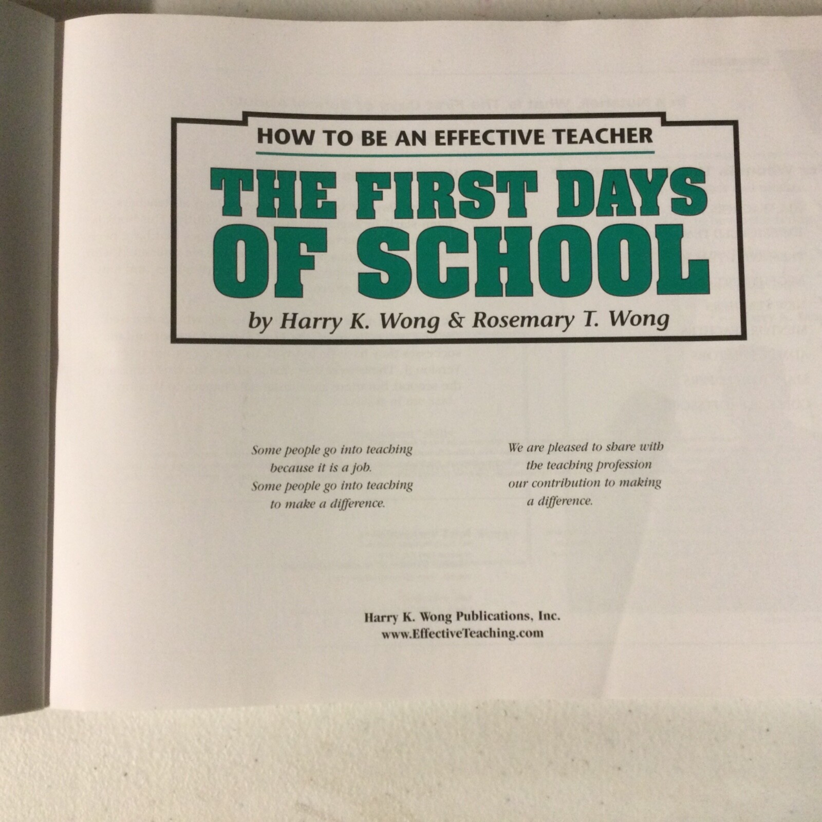 The First Days of School : How to Be an Effective Teacher by Rosemary T. Wong…