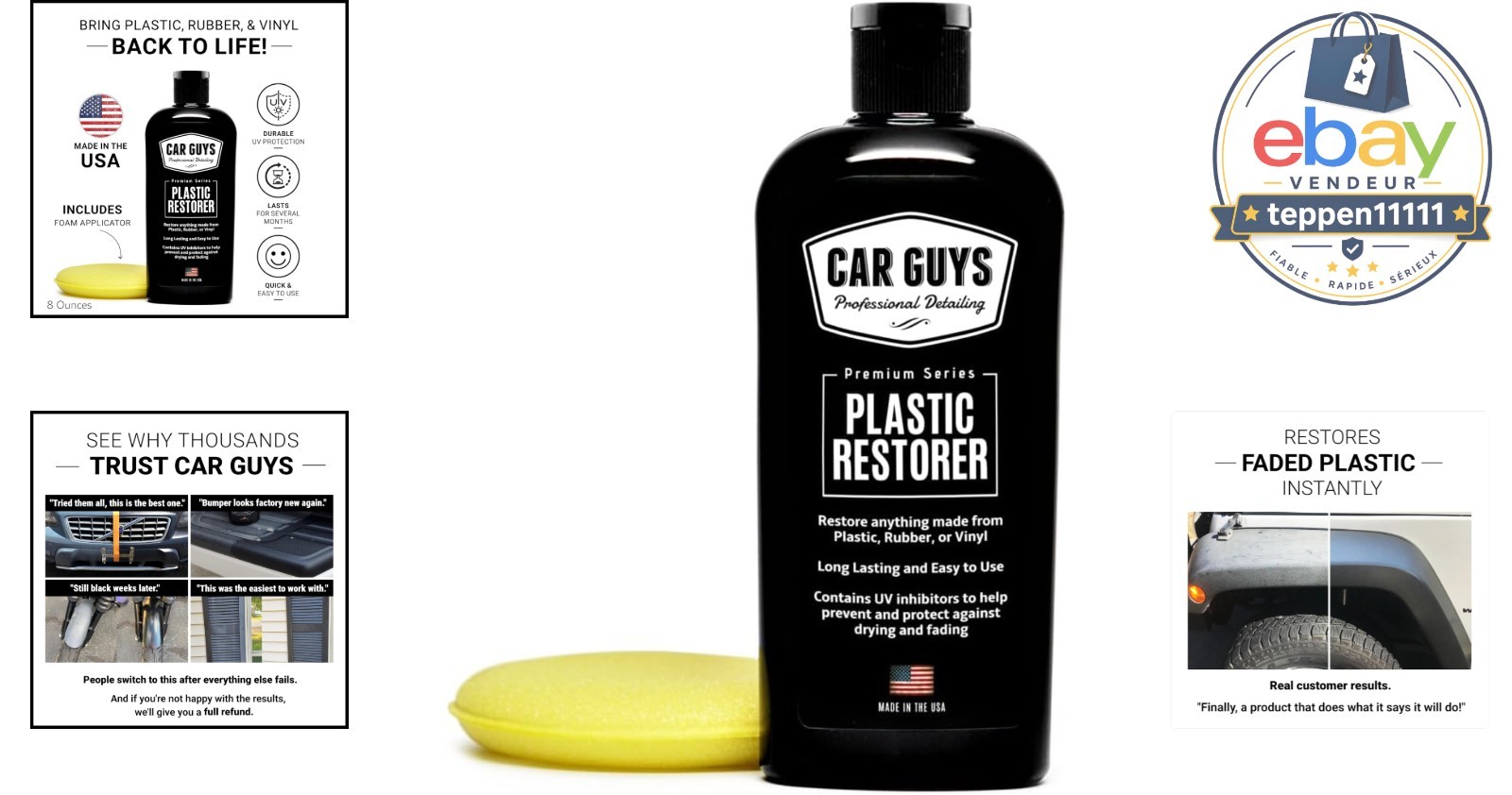 Plastic Restorer 8 Oz Kit Foam Applicator Trim Restorer Rubber Vinyl