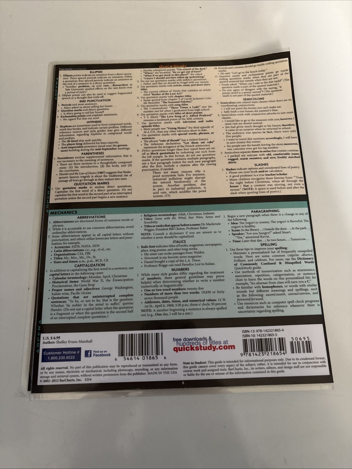 QuickStudy English: Grammar & Punctuation Laminated Study Guide