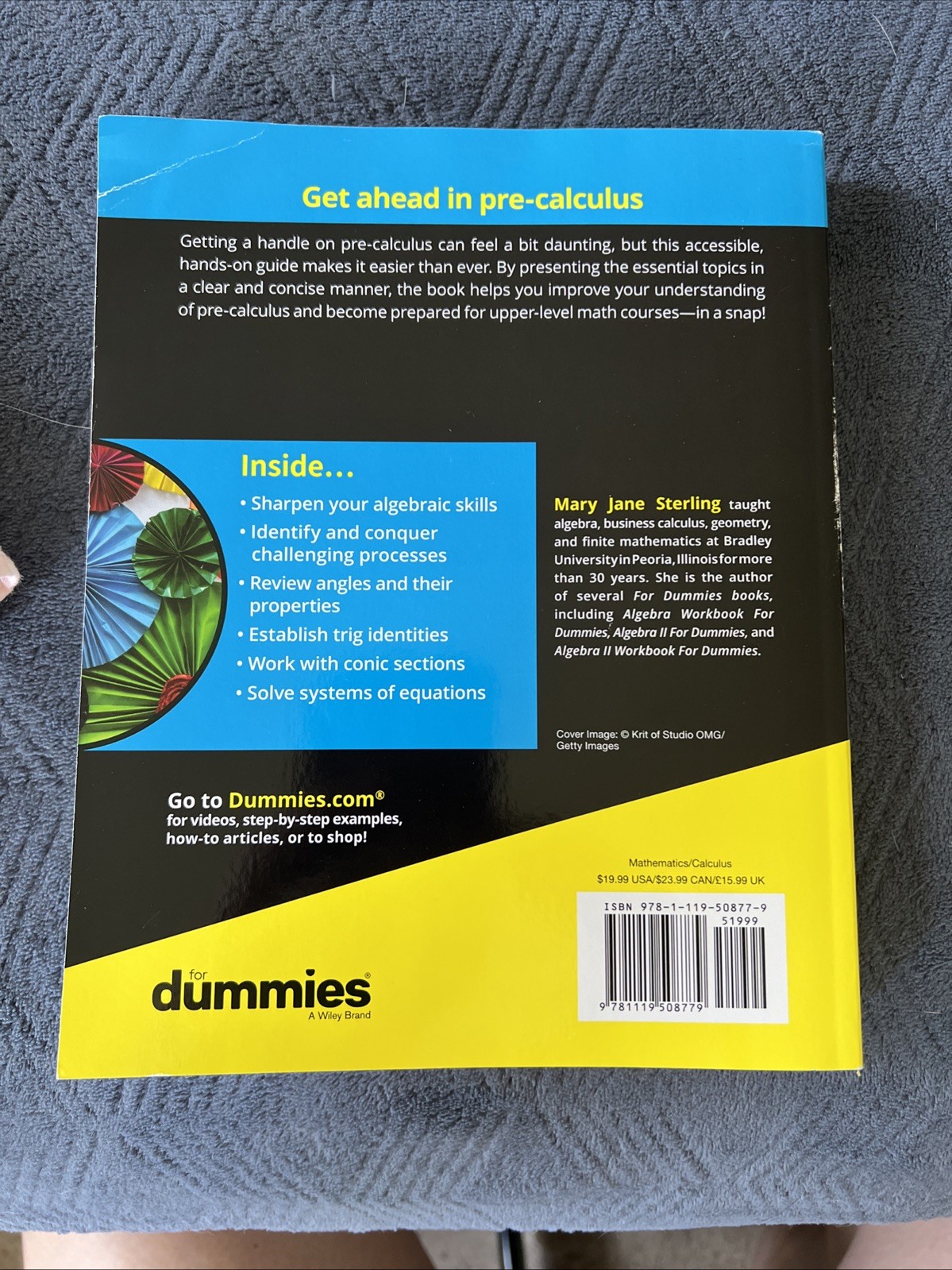 Pre-Calculus for Dummies by Mary Jane Sterling (2018, Trade Paperback)