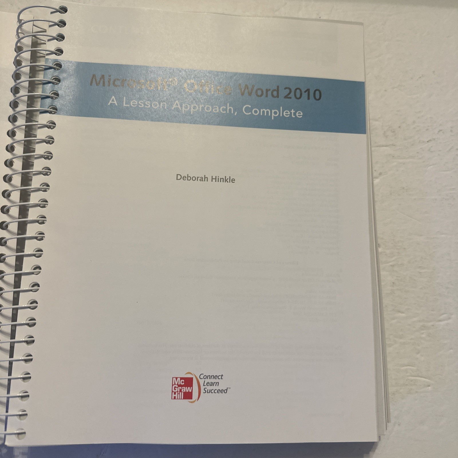 Microsoft Office Word 2010 Deborah Hinkle Spiral Paperback Like New