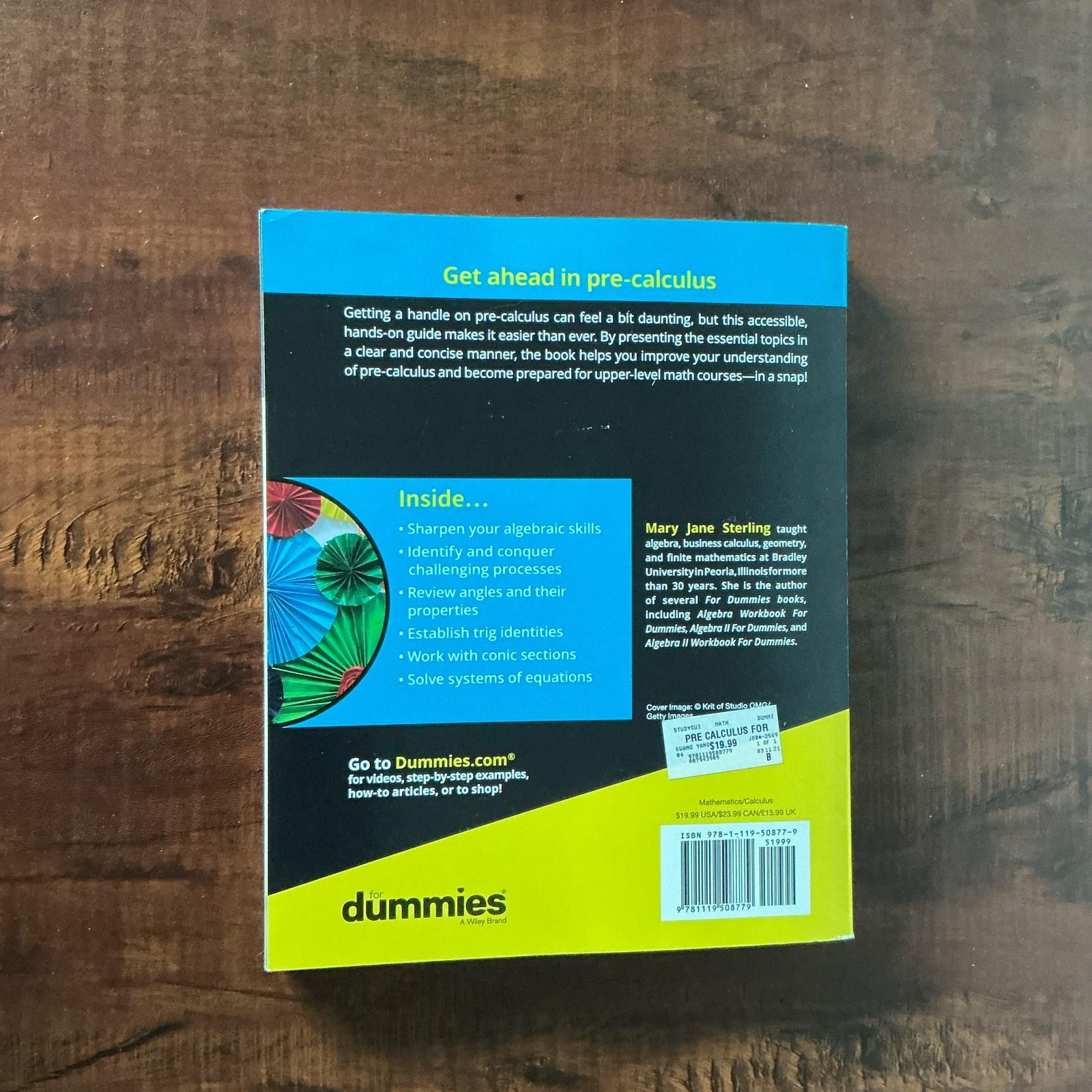Pre-Calculus For Dummies 3rd Edition Paperback Mary Jane Sterling 2018 416p