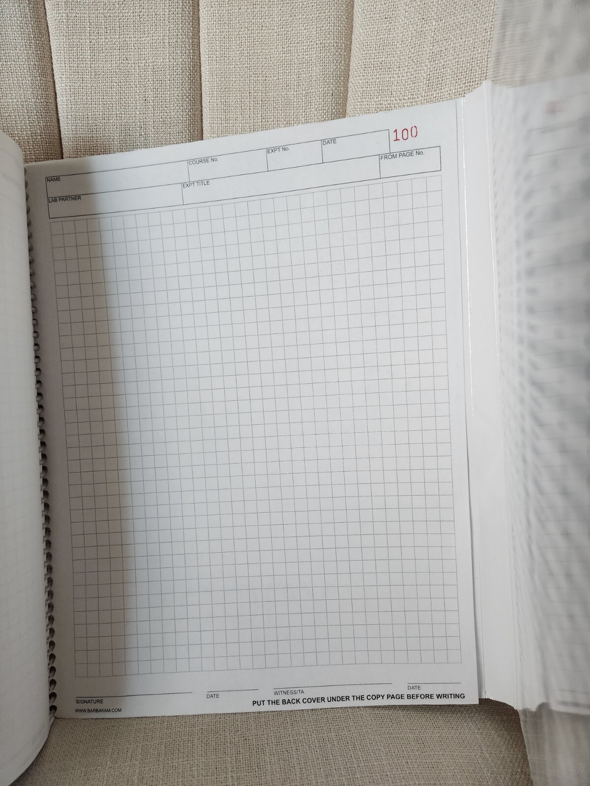 Lab Notebook 99 carbonless self-copying pages spiral bound Barbakam