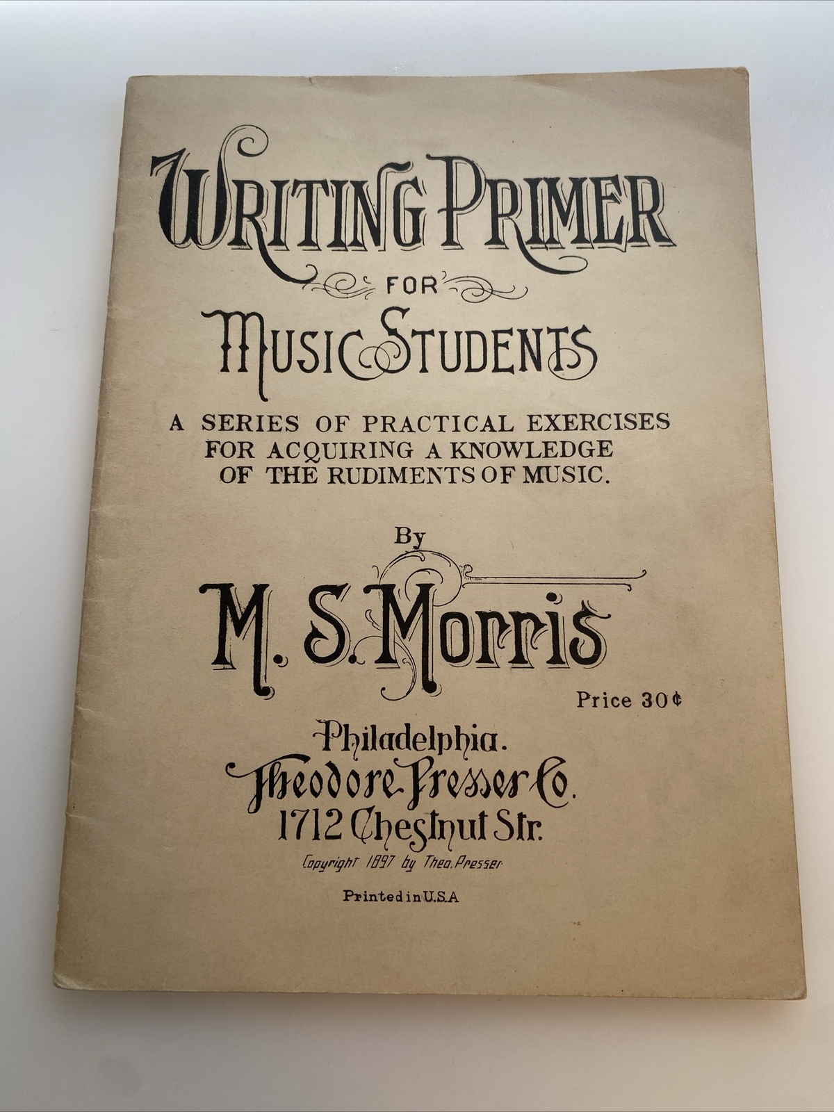 1897 Antique Pamphlet Writing Primer for Music 🎵 Students Excercises ab5