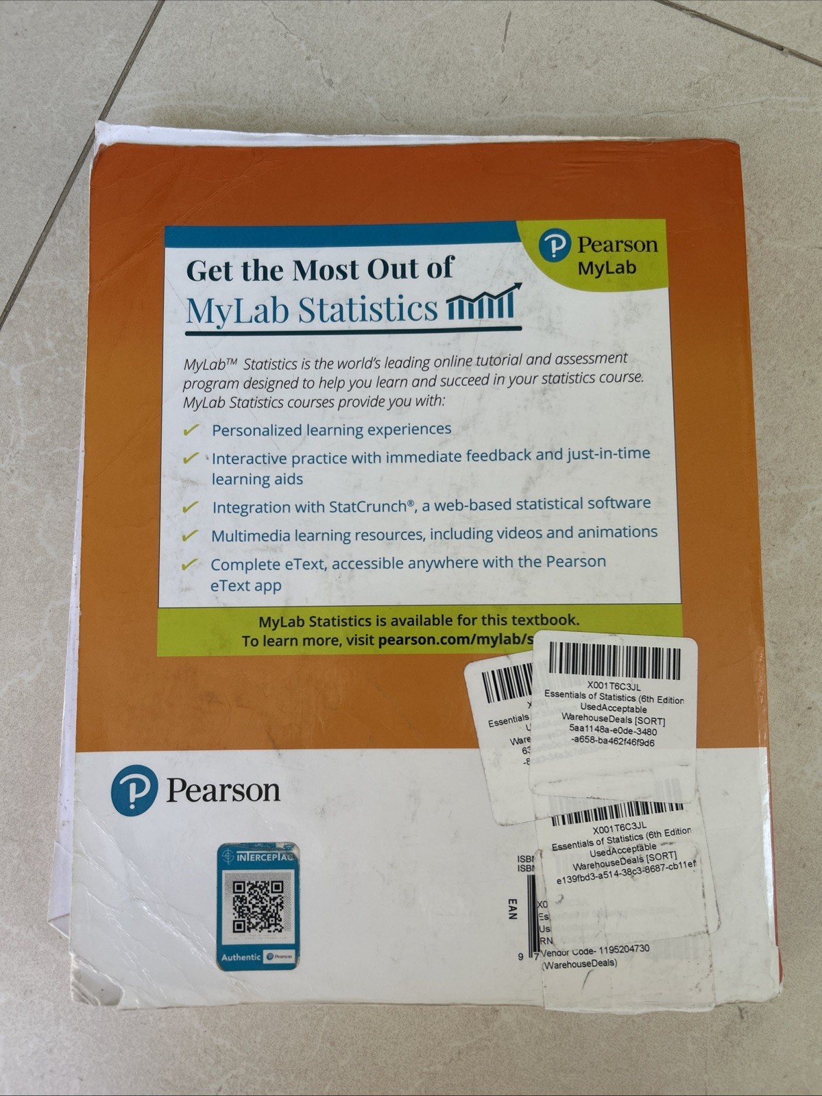 Essentials of Statistics by Mario Triola (2018, Trade Paperback)