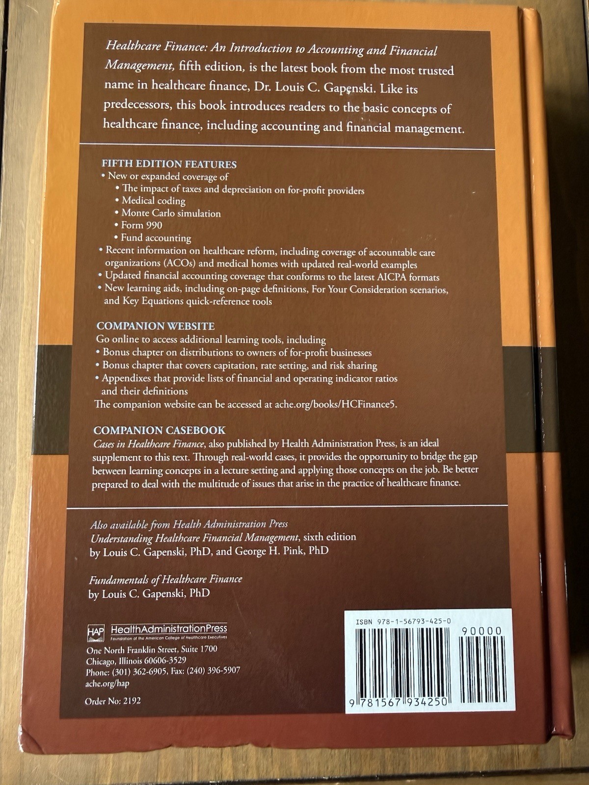 Healthcare Finance: Intro to Accounting & Financial Mgmt 5th Ed HC Gapenski