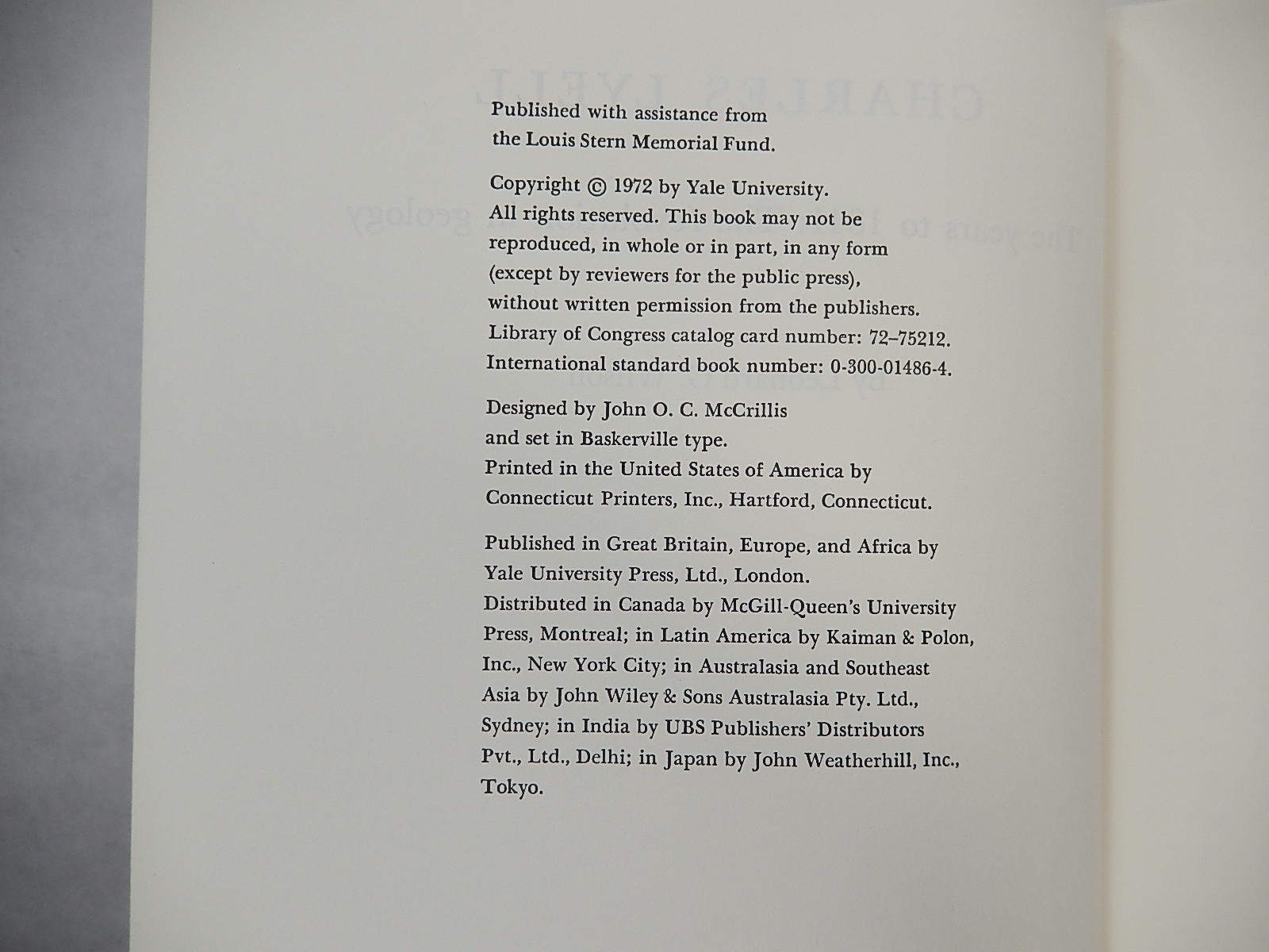 Charles Lyell: The years to 1841: The Revolution in Geology by Leonard G. Wilson