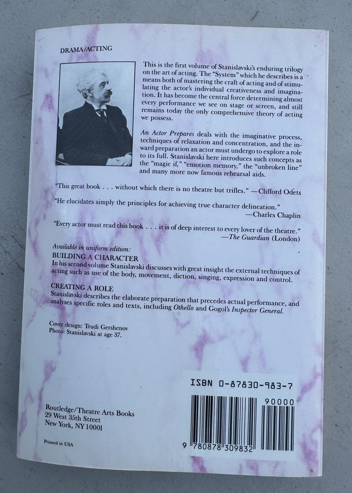 An Actor Prepares by Constantin Stanislavski 1989 First Paperback Printing