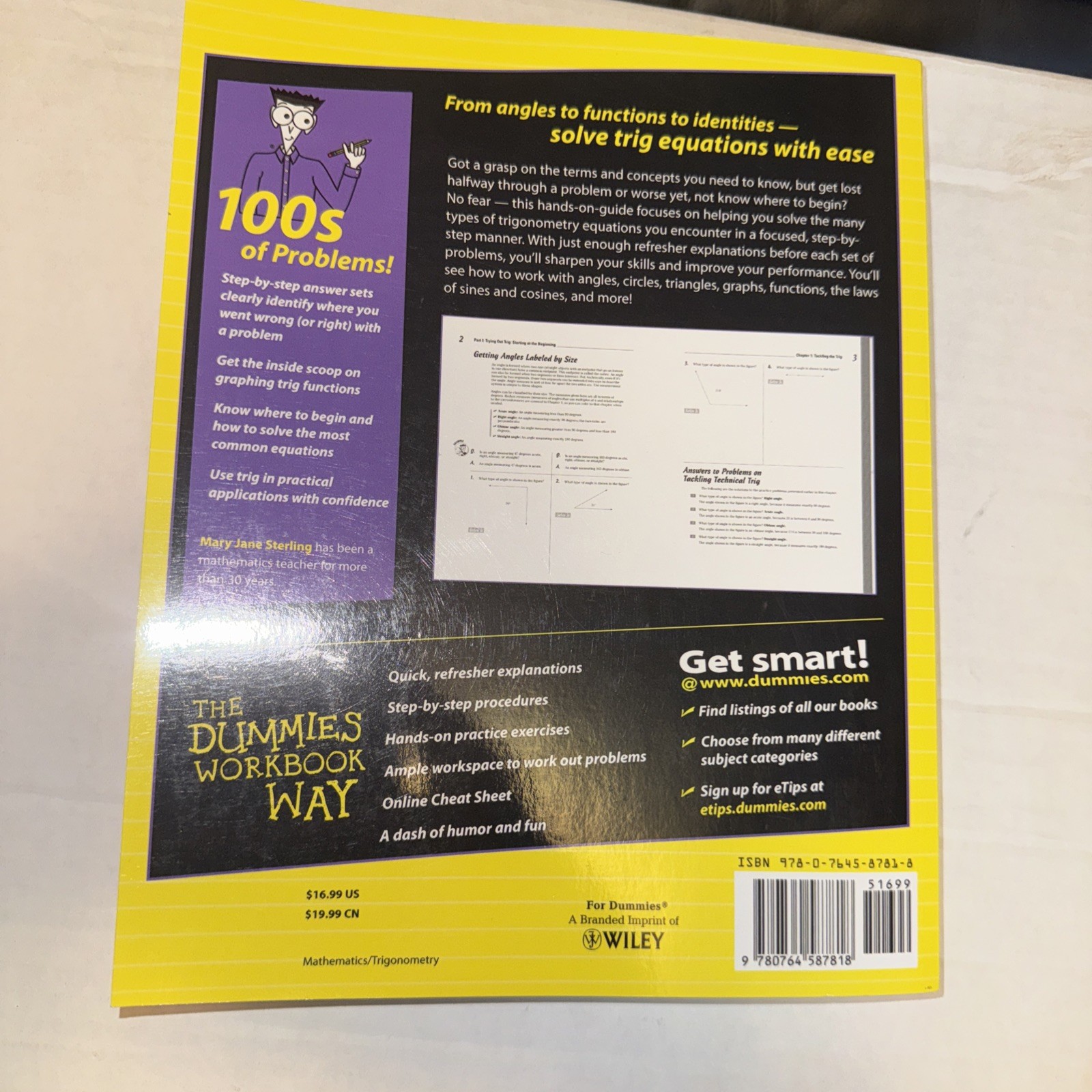 Trigonometry Workbook for Dummies by Mary Jane Sterling (2005, Trade Paperback)