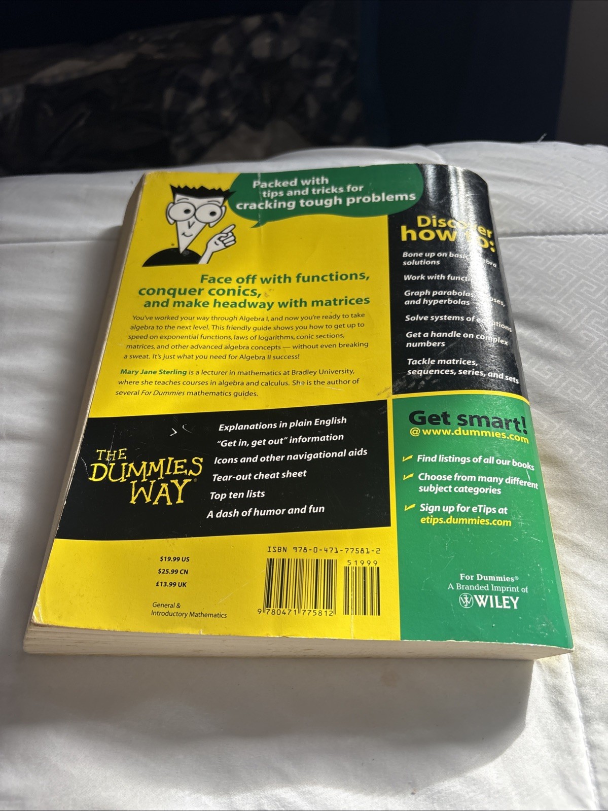 Algebra II Workbook for Dummies by Mary Jane Sterling (2007, Perfect)
