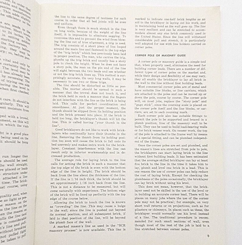 Bricklaying Vocational Training Student’s Textbook By William York Harry Plummer