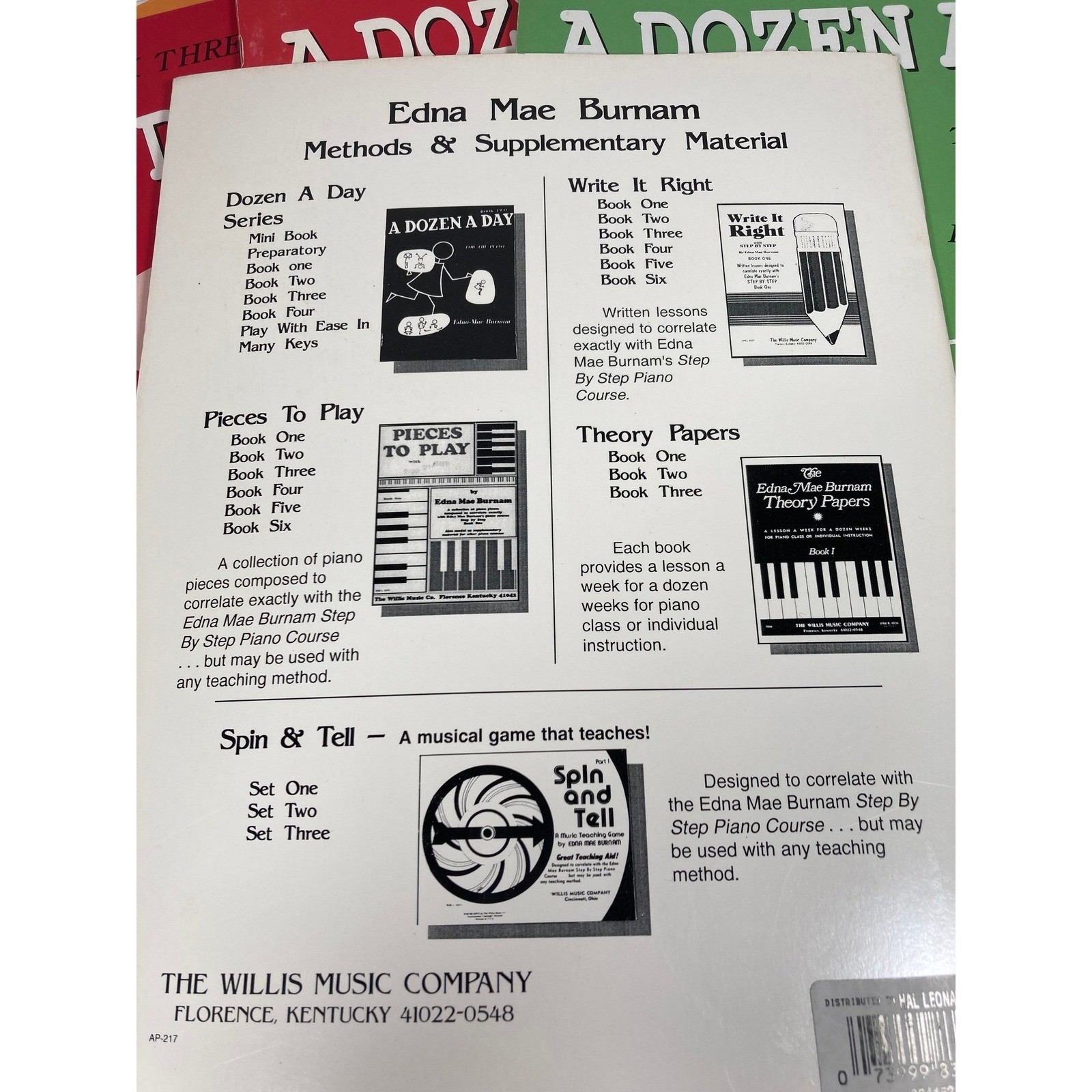 A Dozen A Day Piano Technical Exercises Edna-Mae Burnam Books 1 3 4 Lot of 6
