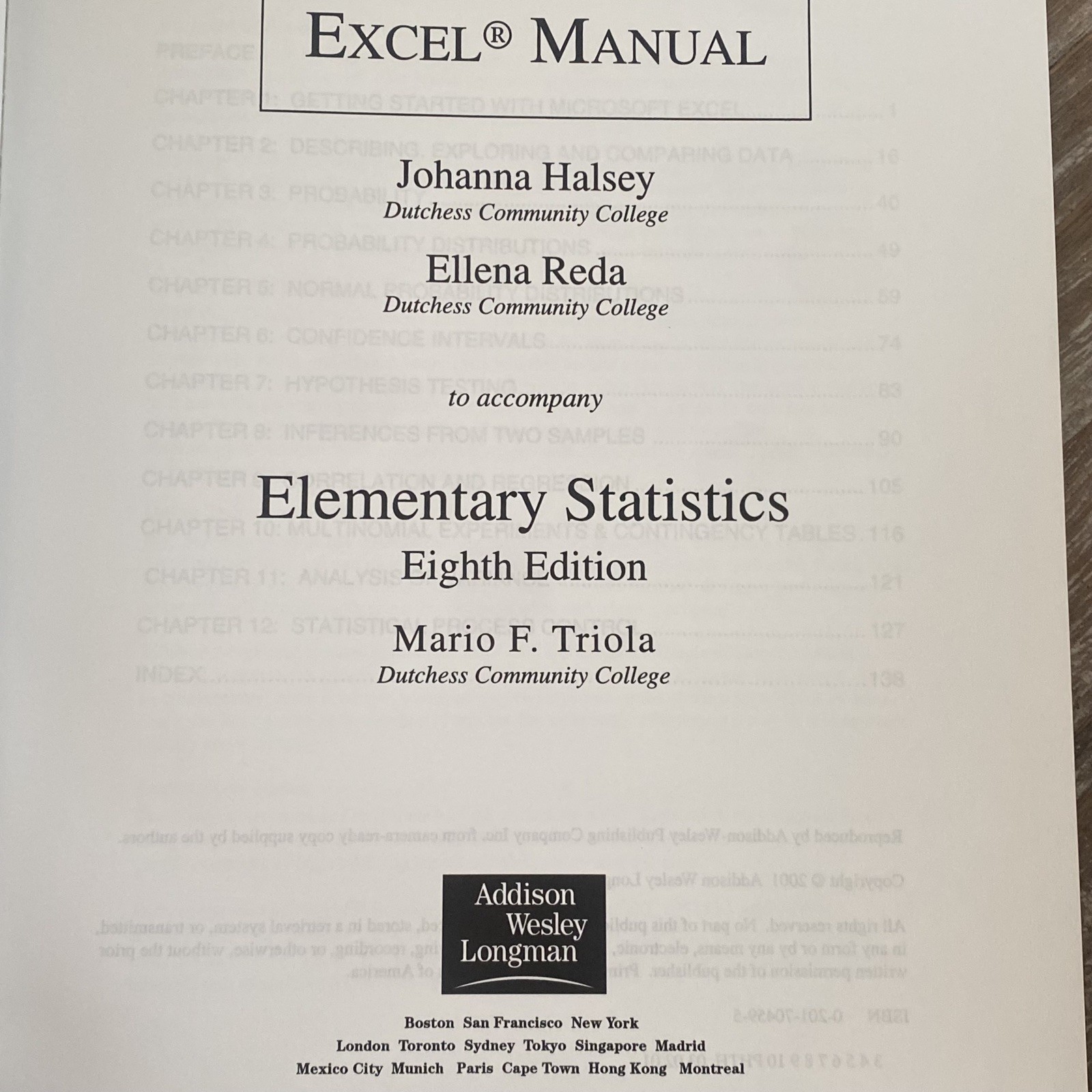 Elementary Statistics Using Excel by Triola, Mario