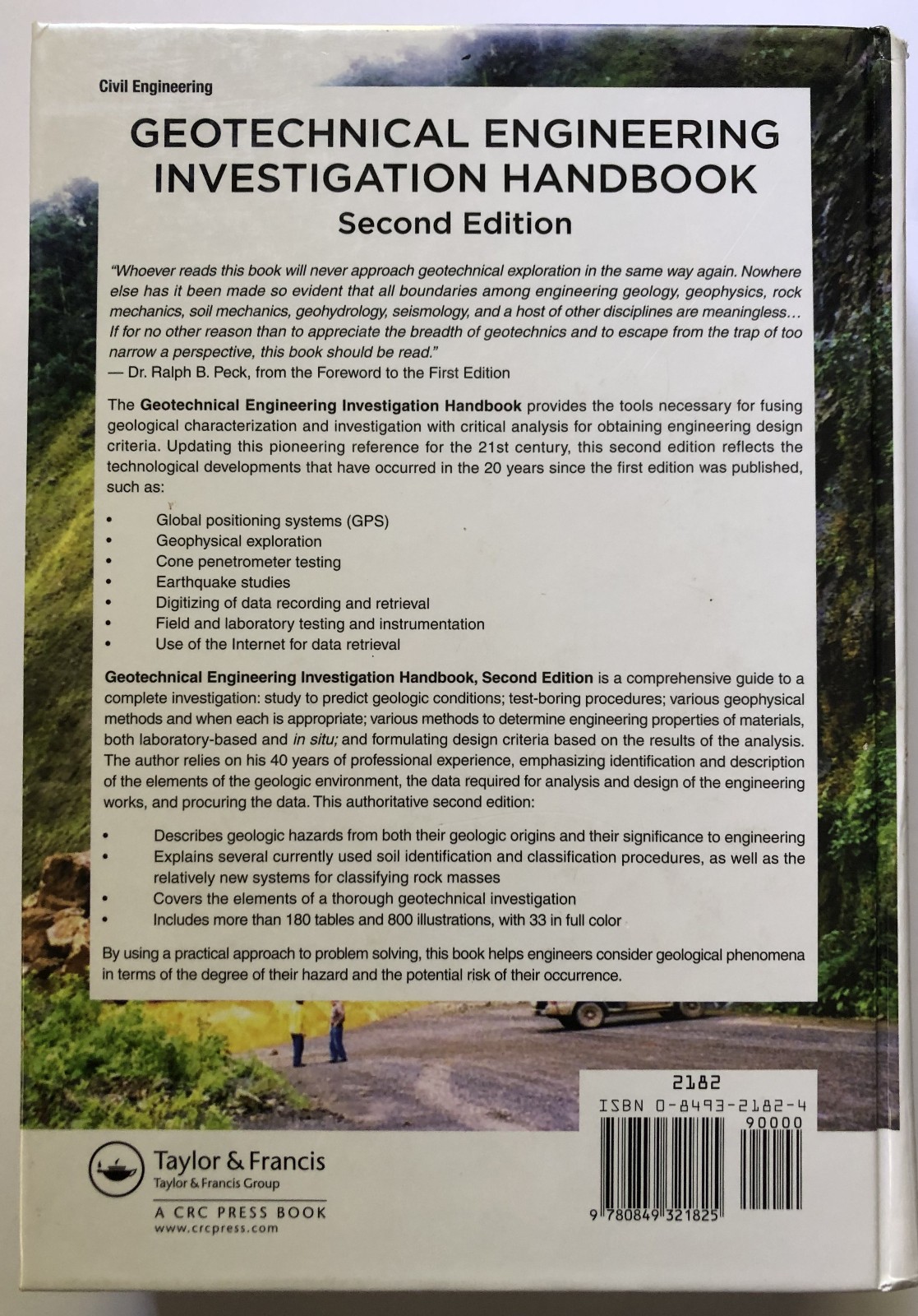 GEOTECHNICAL ENGINEERING INVESTIGATION HANDBOOK 2nd ed (HC) 2005 Roy E. Hunt