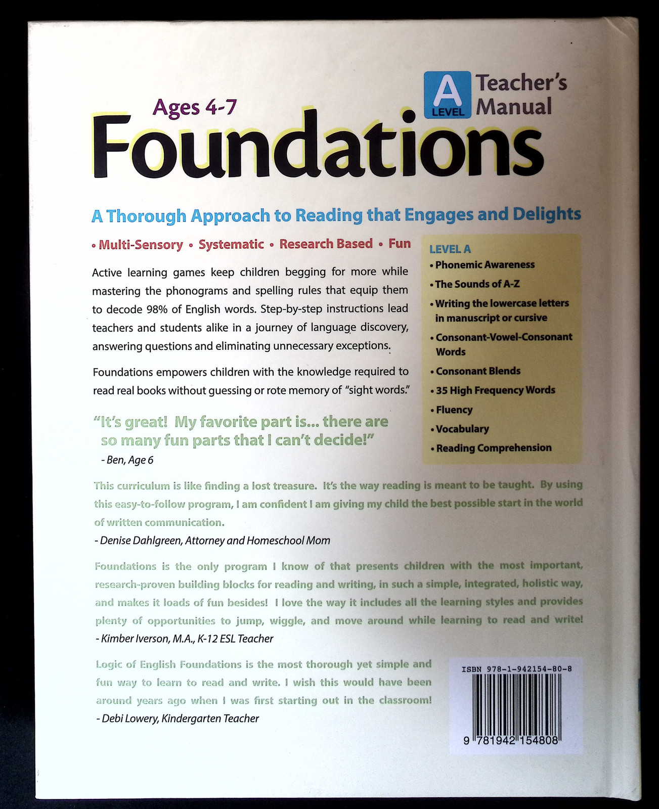 Foundations Level A Teacher’s Manual Logic of English Denise Eide Ages 4-7 2nd