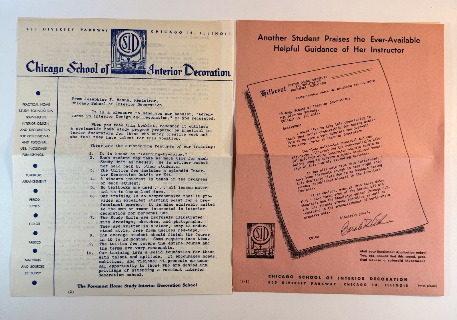 Vintage Interior Design Course Booklet 1958 CSID Chicago + Ephemera