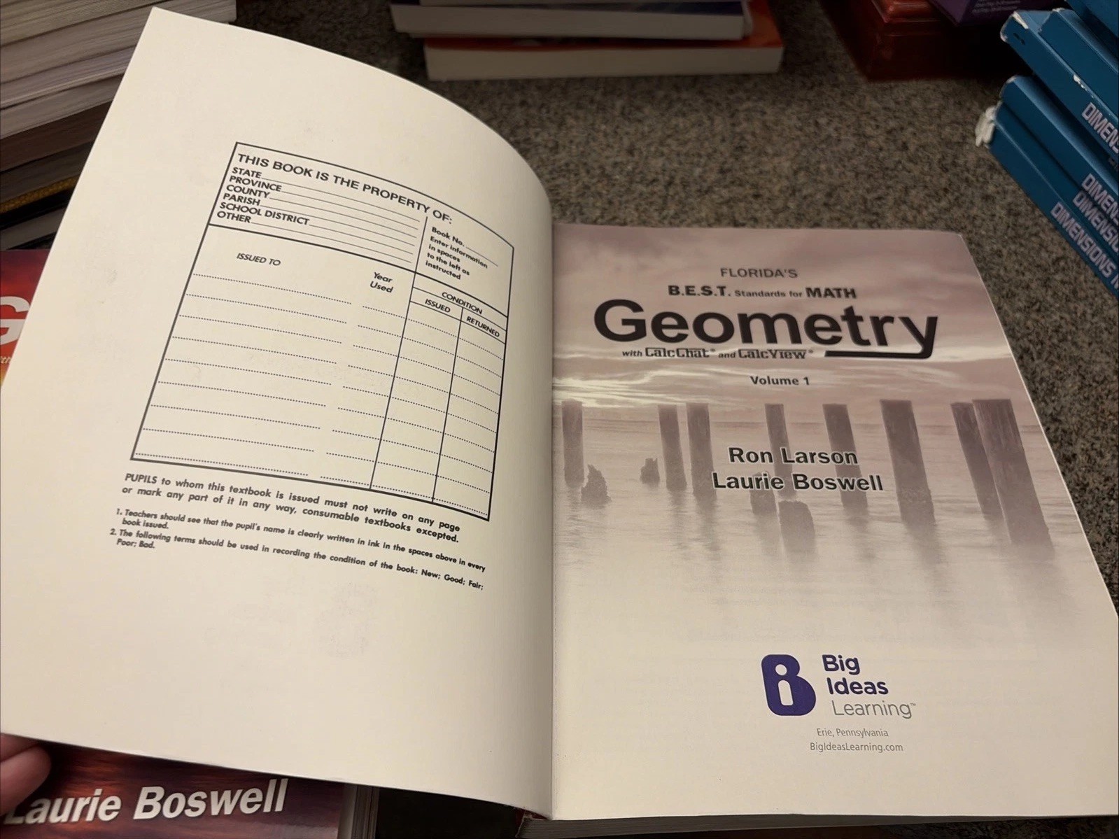 Geometry Vol. 1 & 2 Florida By Larson & Boswell (2023, Tradeback)