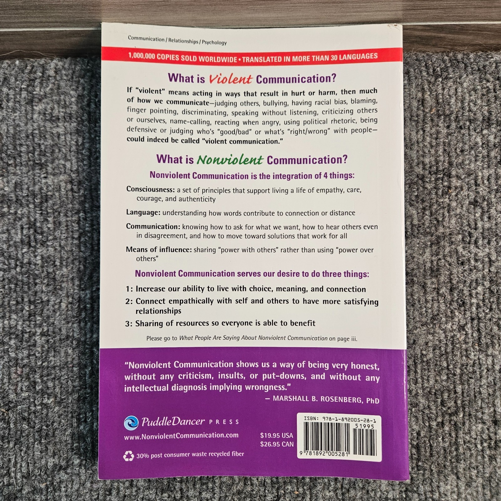 Nonviolent Communication 3rd Ed Marshall Rosenberg Language of Life PB