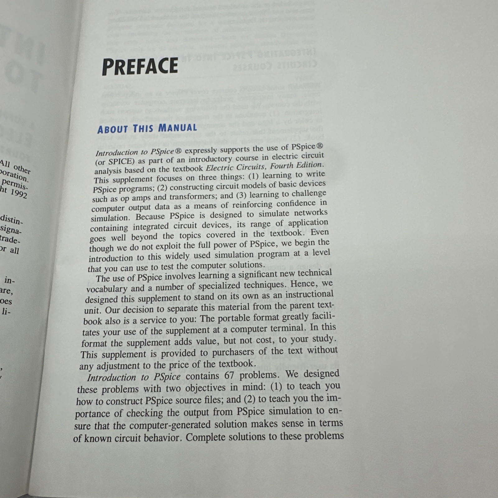 Introduction to Pspice Electric Circuits, 4th Edition James W Nilsson PB 1993