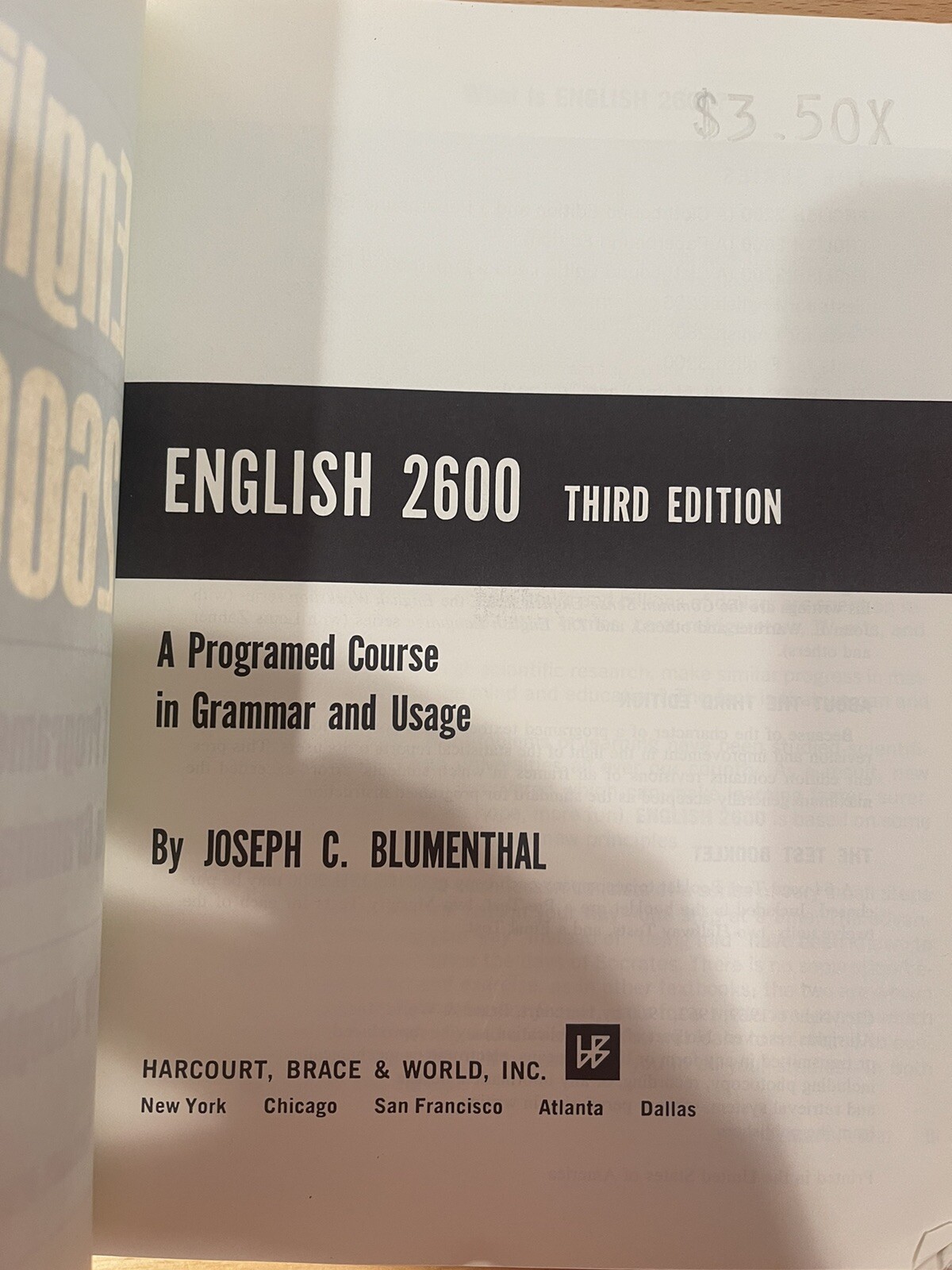 English 2600 Third Edition By Joseph C Blumenthal Pre Owned Paperback
