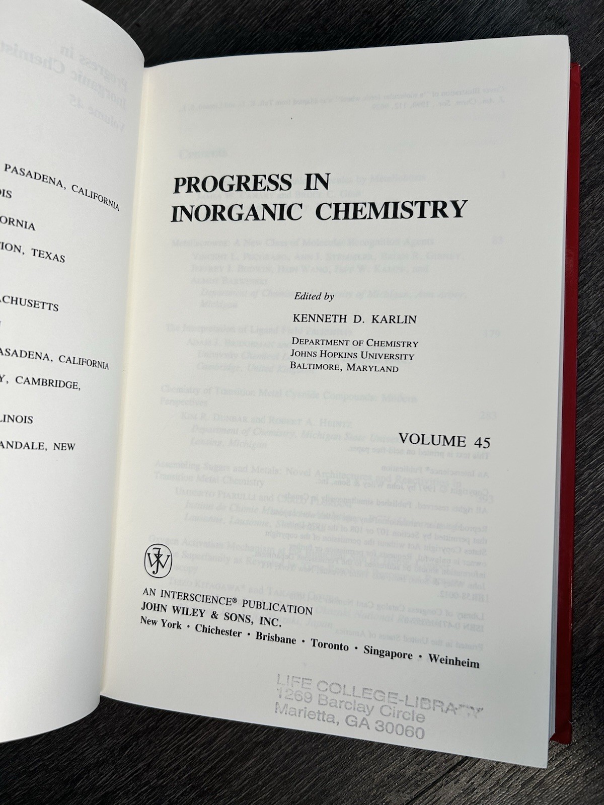 Progress in Inorganic Chemistry Ser.: Progress in Inorganic Chemistry, Volume 45
