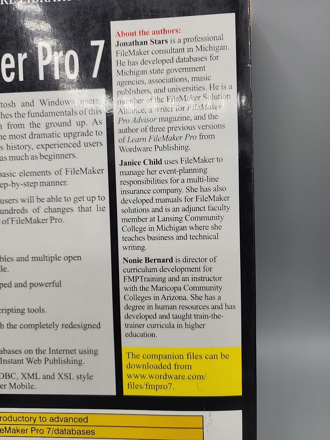 Learn Filemaker Pro 7 Worldwide Library Jonathan Stars Janice Child Paperback
