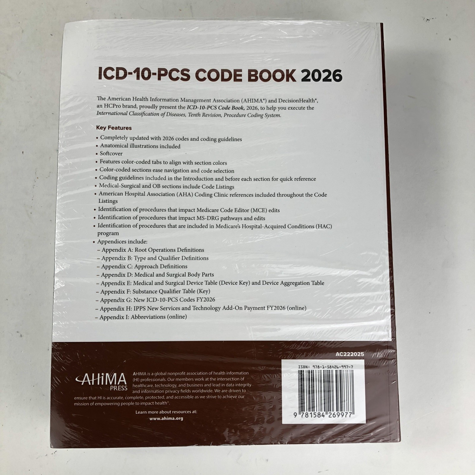 ICD-10-PCS Code Book 2026 Paperback by AHiMA Decision Health New Sealed