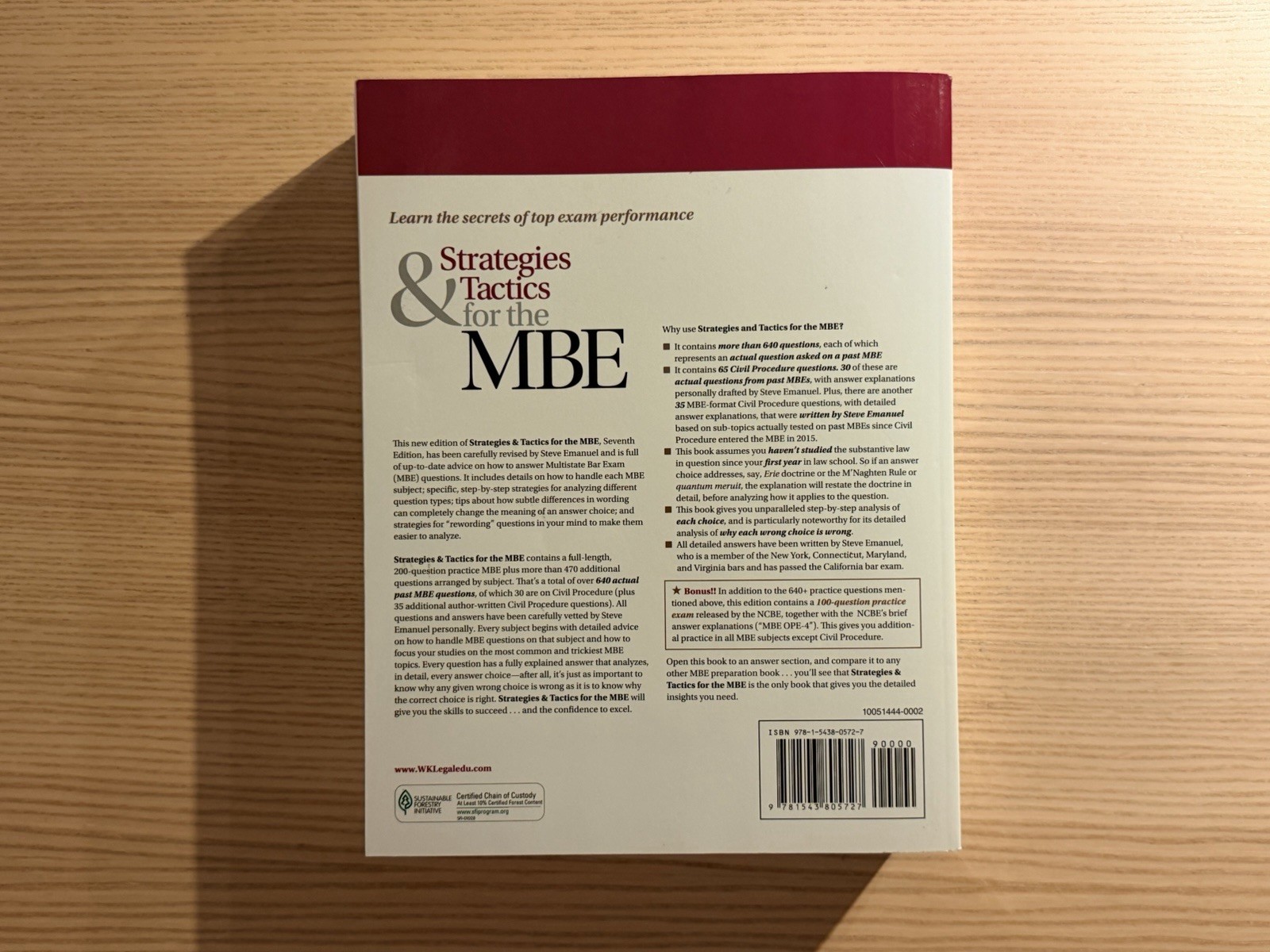 Strategies & Tactics for the MBE (Bar Review) 7th Edition by Steven Emanuel 2020