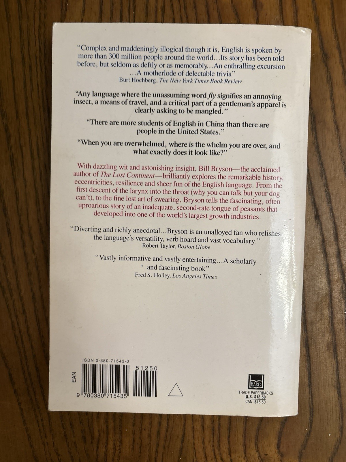 The Mother Tongue – English And How It Got There 0380715430 By Bill Bryson