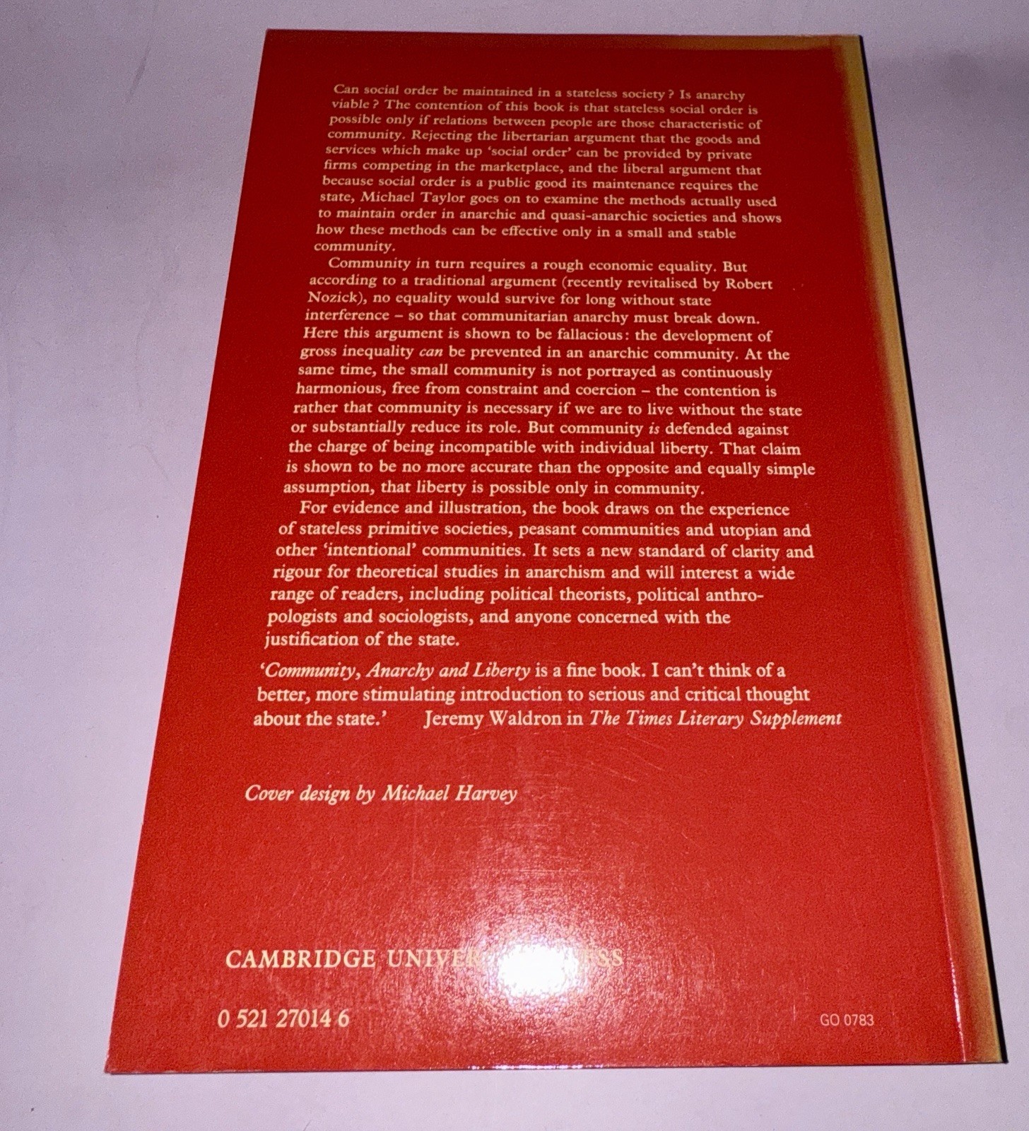 Michael Taylor COMMUNITY, ANARCHY & LIBERTY SC Book