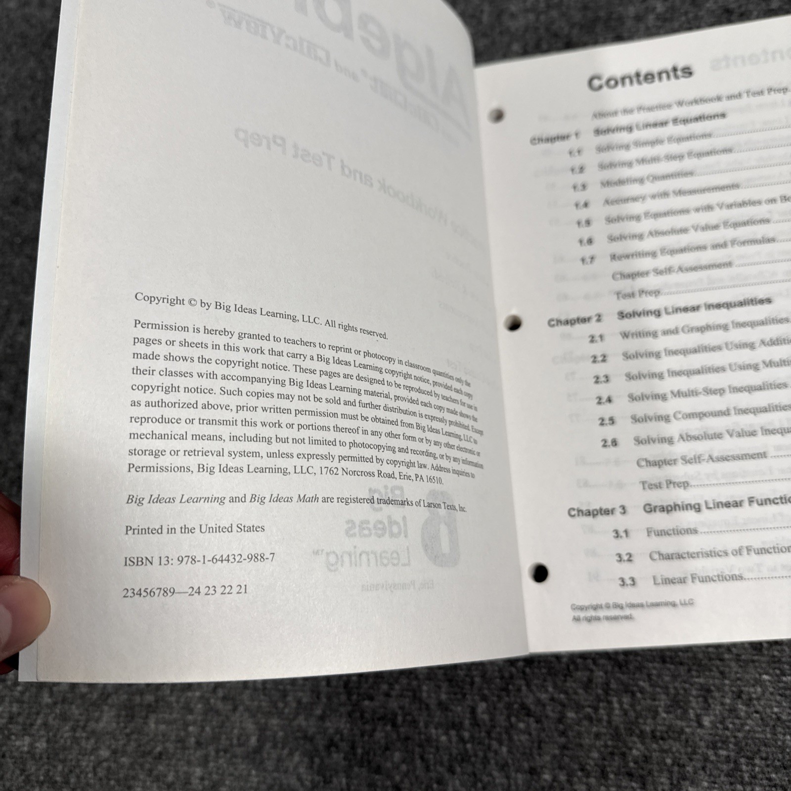 Big Ideas Algebra 1 with CalcChat CalcView Textbook, Practice Workbook Test Prep