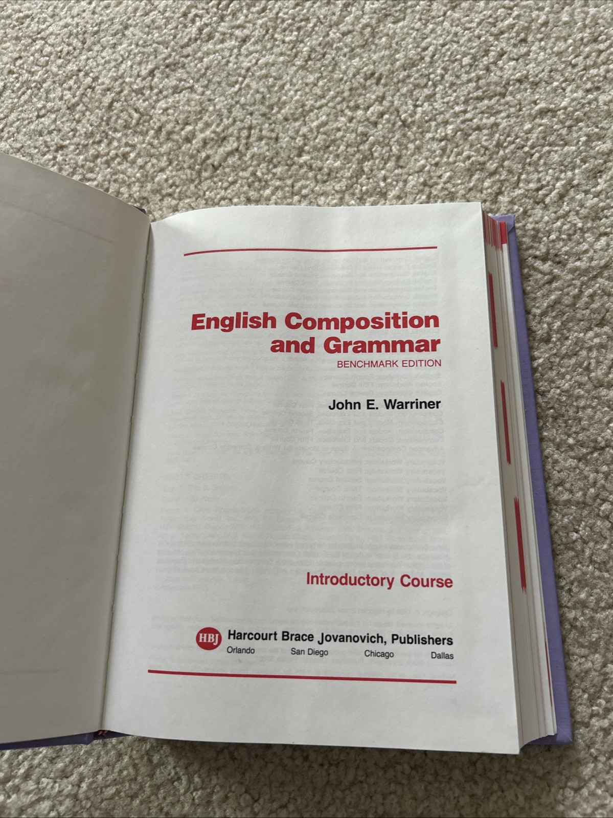 John E. Warriner English Composition and Grammar Introductory Course Benchmark E