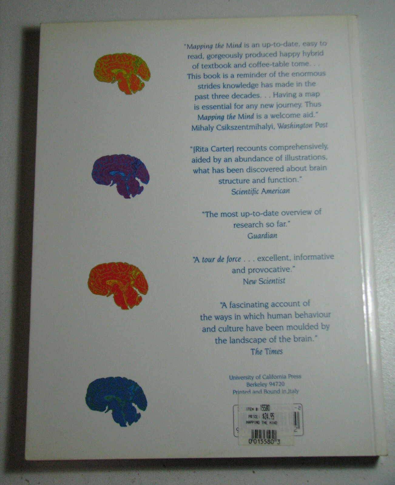 MAPPING THE MIND by Rita Carter 1999 Paperback Brain Science Structure Function